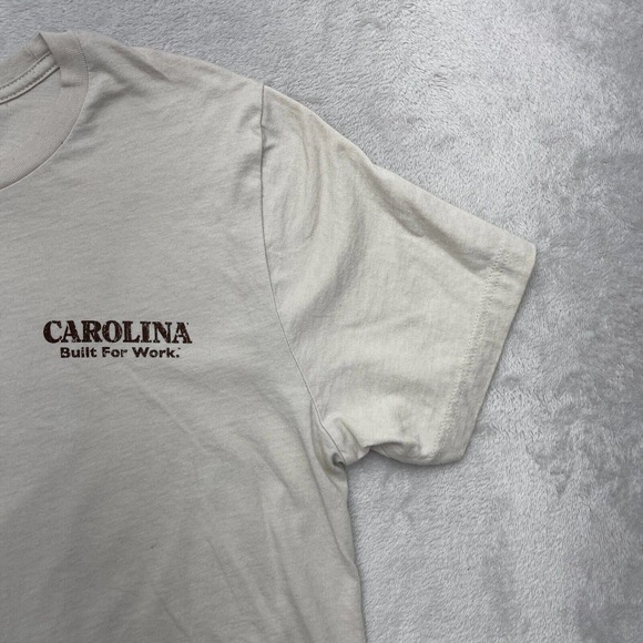 Carolina Shirt Mens Large L Brown T-shirt Workwear Axe Logo Lightweight Stretch - Picture 5 of 8